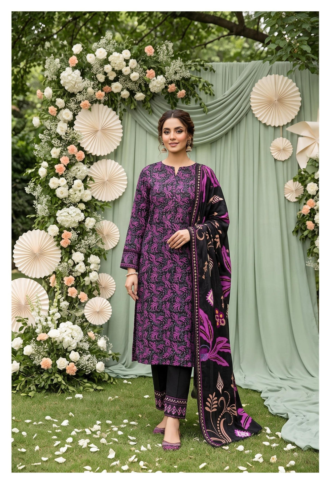 Al Karam Lawn – Volume 1082 (3-Piece Suit, All Over Print)