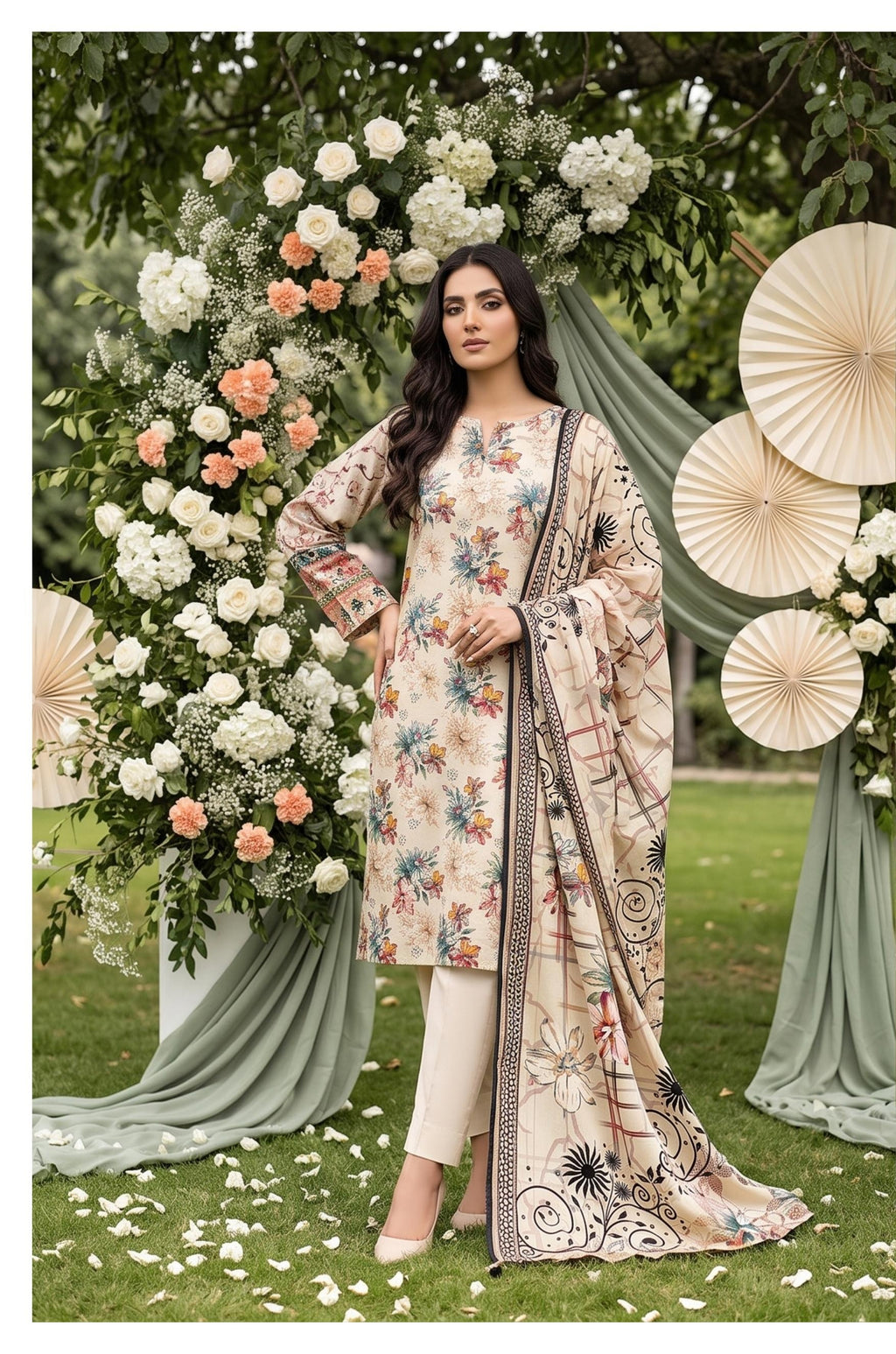 Al Karam Lawn – Volume 1082 (3-Piece Suit, All Over Print)