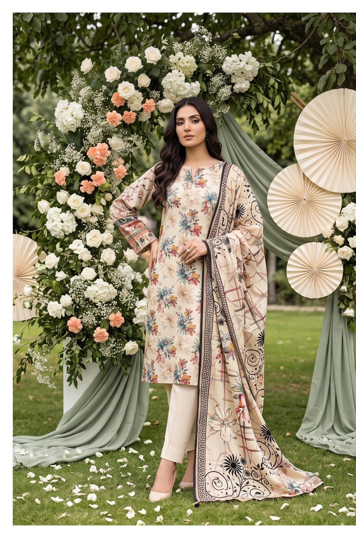 Al Karam Lawn – Volume 1082 (3-Piece Suit, All Over Print)