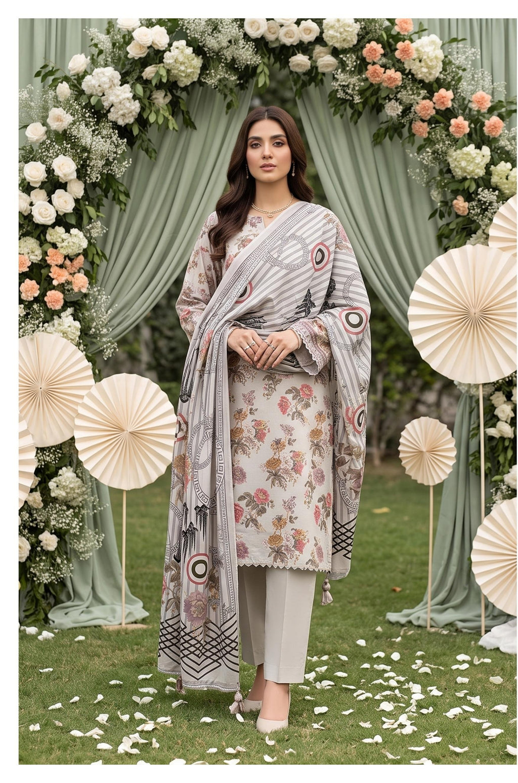Al Karam Lawn – Volume 1082 (3-Piece Suit, All Over Print)